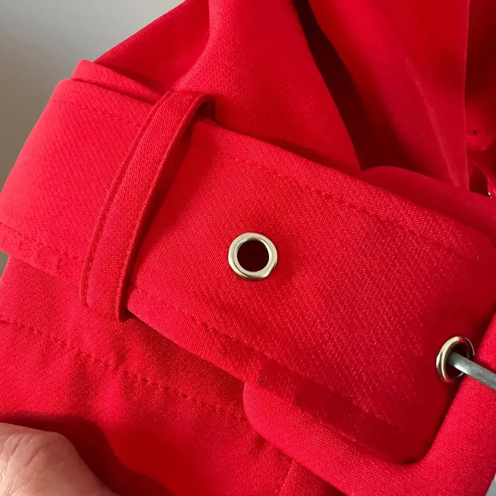 New without tags Walter Baker Freya Red Trench Coat Jacket Size Small - Picture 10 of 16
